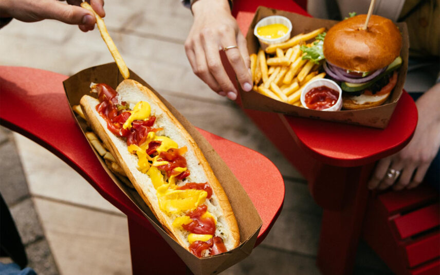 Hot dog and burger from the Loggers' Grill at Capilano Suspension Bridge Park