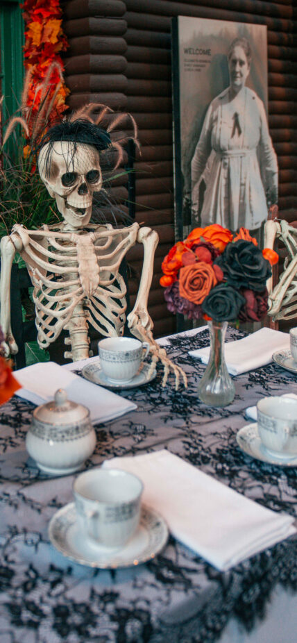 Skeleton tea party at canyon frights